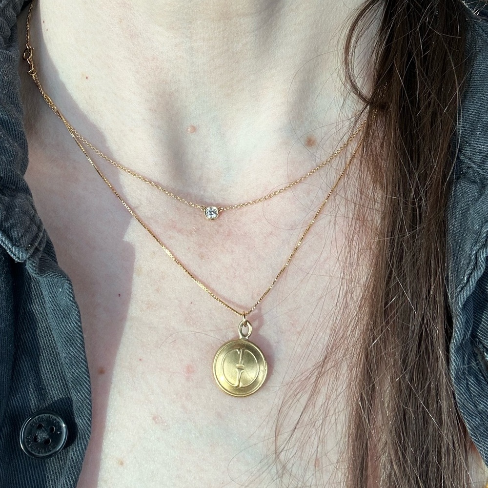 Vintage Gucci Pendant on a 14k Gold Filled Chain